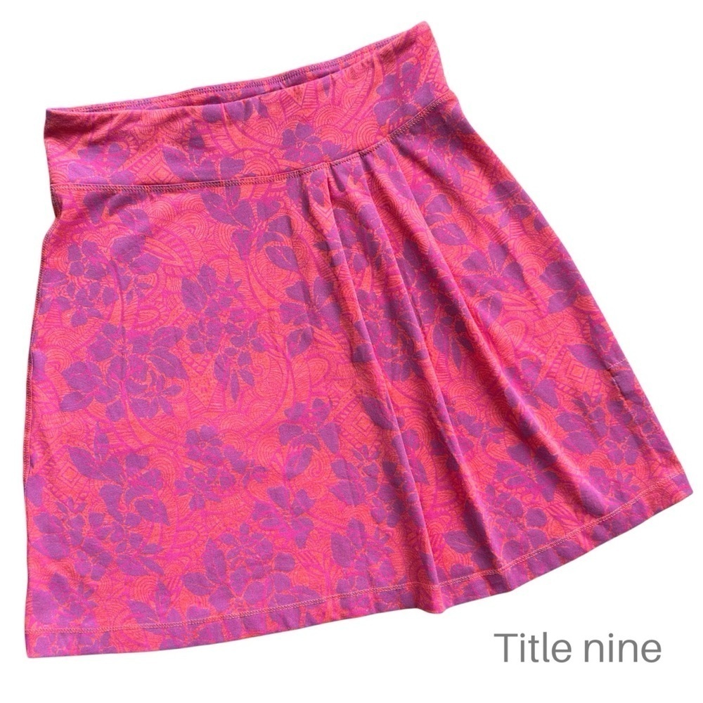TITLE NINE | FLORAL BREEZE SKIRT PULL ON PLEATS INNER POCKET PINK PURPLE | SMALL
